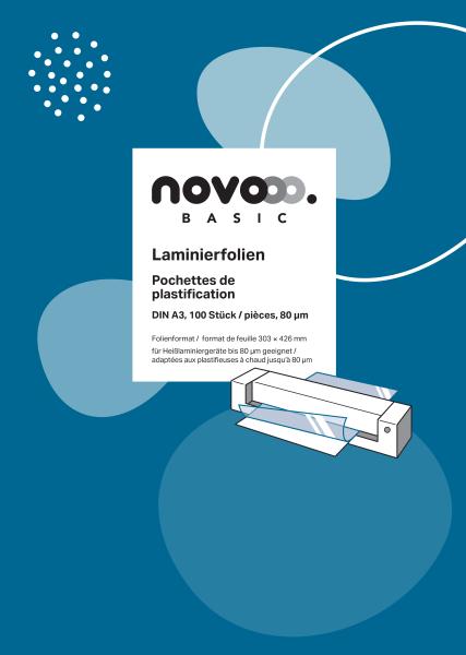 Novooo laminierfolie a3 47100000 glanz, 80my 100 stück - Novooo-47100000-9010729047959