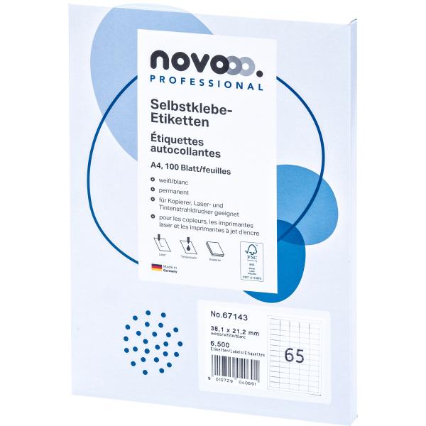 Novooo etiketten 38.1x12.1mm 67143 weiss 6500 stück - Novooo-67143-9010729040691