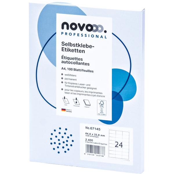 Novooo etiketten 64.6x33.8mm 67145 weiss 2400 stück - Novooo-67145-9010729040738