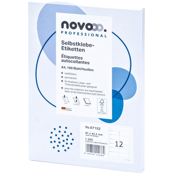 Novooo etiketten 97x42.3mm 67152 weiss 1200 stück - Novooo-67152-9010729040769
