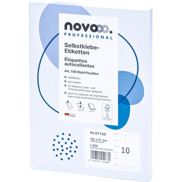 Novooo etiketten 105x57mm 67155 weiss 1000 stück - Novooo-67155-9010729040660