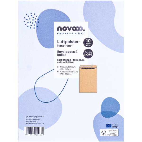 Novooo luftpolstertasche recycled e-1712122 braun, 150x215mm 10 stück - Novooo-e-1712122-9010729059686