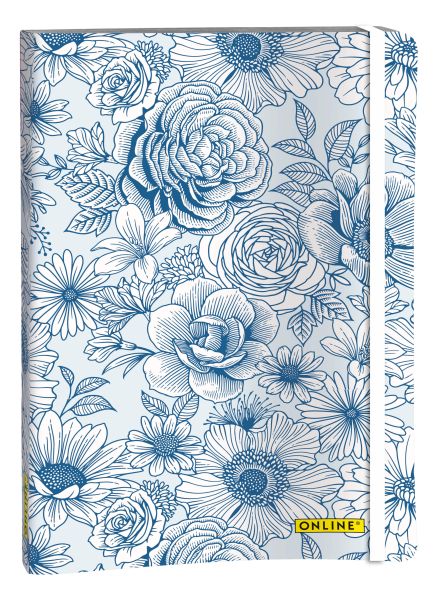 Online bullet journal blue flowers a5 18022 120g, 72 blatt dotted - Online-18022-4014421180223