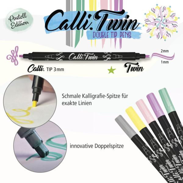 Online calli brush twin 3mm 18608 pastel, ass. 5 stück - Online-18608-4014421186089-02.jpg