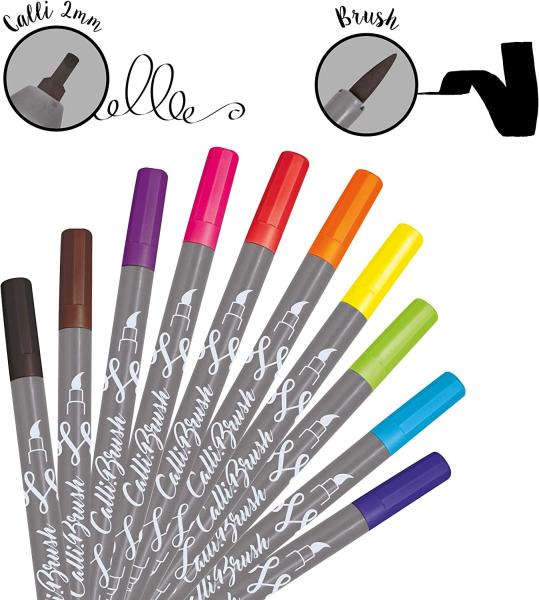 Online calligraphy brush pens 19051 double tip, set, 10 stück - Online-19051-4014421190512-02.jpg
