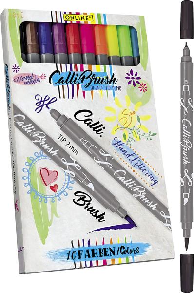 Online calligraphy brush pens 19051 double tip, set, 10 stück - Online-19051-4014421190512-03.jpg