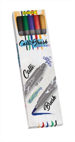 Online callibrush pen double tip 2mm 19077 classic ass. 5 stück - Online-19077-4014421190772