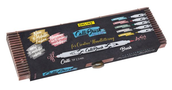 Online callibrush pen double tip 19089 metallic ass. 2.5mm - Online-19089-4014421190895