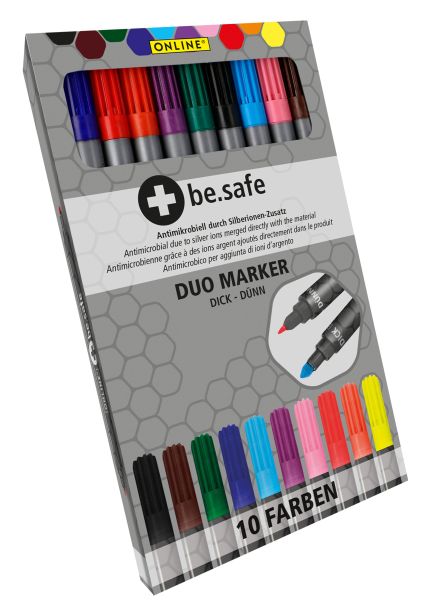 Online duo marker be.safe 2281 kartonetui, 10 farben - Online-2281-4014421022813