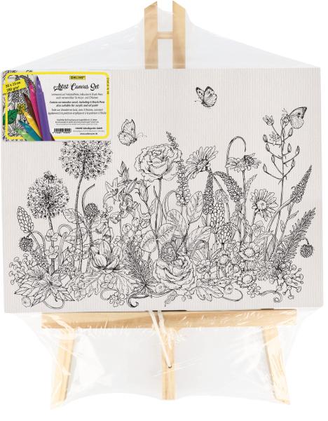 Online artist leinwand set flowers 61041/3 inkl. 6 brushpens 30x23cm - Online-61041-3-4014421610416