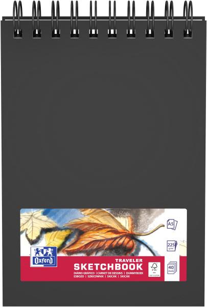 Oxford skizzenbuch a5 400152645 schwarz, blanco, 225g 40 blatt - Oxford-400152645-5904017391067