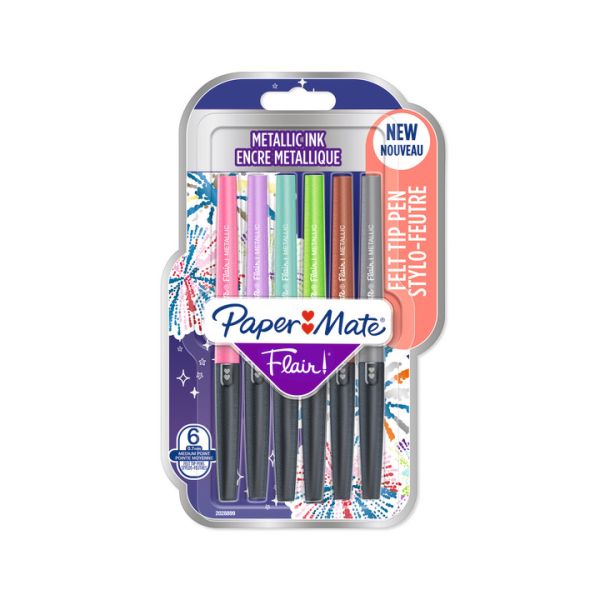 Papermate faserschreiber flair 0.7mm 2137361 metallic 6 stück - Papermate-2137361-3026981373619
