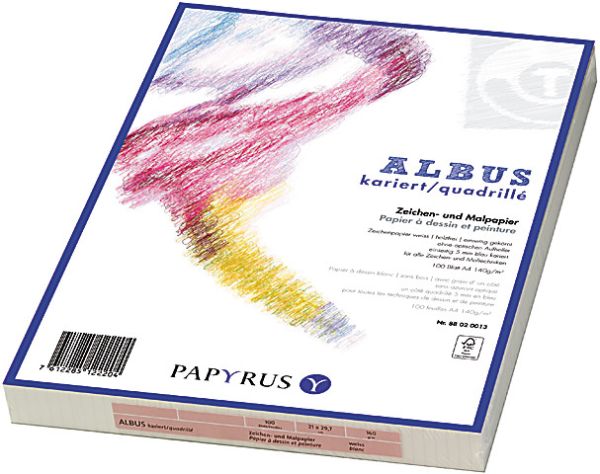 Papyrus zeichenpapier a4 88020013 140g, kariert 5mm 100 blatt - Papyrus-88020013-7612285122204