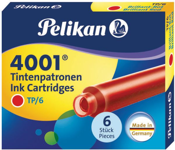 Pelikan tinte 4001 tp/6 301192 brillantrot 6 stück - Pelikan-301192-4012700301192
