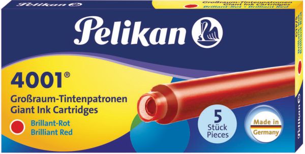 Pelikan tinte 4001 gtp/5 310623 brillantrot 5 stück - Pelikan-310623-4012700310620
