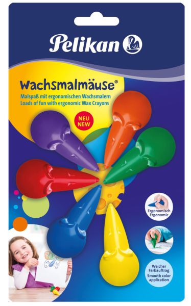 Pelikan wachsmalmäuse blister 803328 6 stück ass. - Pelikan-803328-4012700803320
