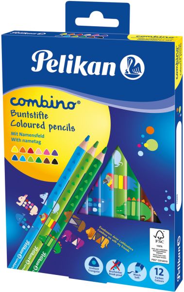 Pelikan buntstifte combino 811194 12 farben tier-motive - Pelikan-811194-4012700811196