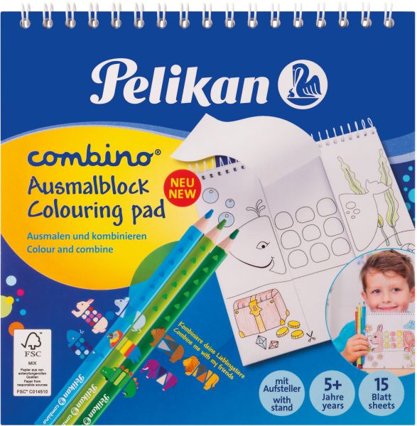 Pelikan malblock combino 15x15cm 811231 15 blatt tier-motive - Pelikan-811231-4012700811233