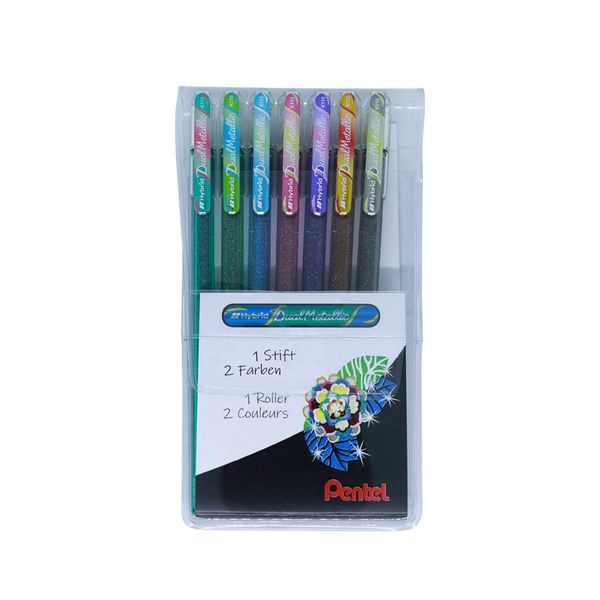 Pentel roller hybrid dual metallic k110d-7 7 farben 0.5mm - Pentel-k110d-7-7610924160464