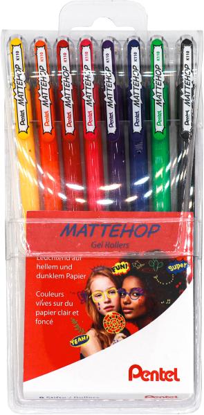 Pentel gel-tintenroller mattehop k110v-8 mattehop 8er etui - Pentel-k110v-8-7610924160495