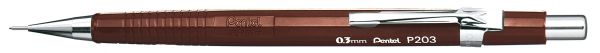 Pentel druckbleistift sharp 0.3mm p203-e braun mit radiergummi - Pentel-p203-e-3474372203005
