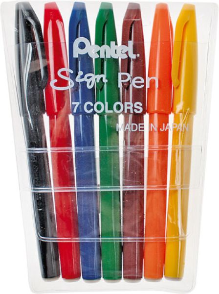 Pentel faserschreiber sign pen 2.0mm s527 7-farbig ass. - Pentel-s527-3474370520777
