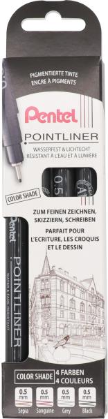 Pentel pointliner pigment 0.5mm ys20p-4 color shade 4 stück - Pentel-ys20p-4-7610924170173