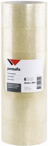Permafix verpackungsband 41829 transparent 50mmx66m 6rollen - Permafix-41829-7611709418299