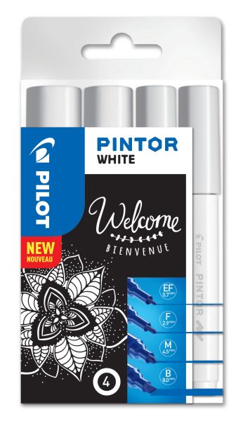 Pilot marker set pintor b/m/f/ef s4/0537465 weiss, 4 stück - Pilot-s4-0537465-3131910537502