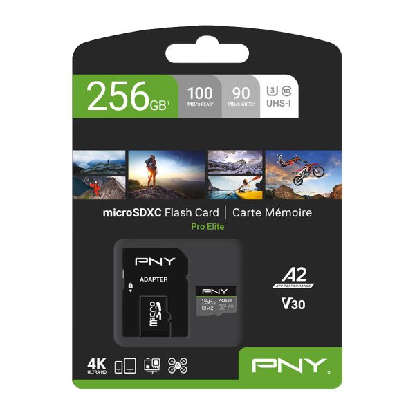 Pny micro-sdxc pro elite 256gb psdu256v3 uhs-i u3 a2 & adapter - Pny-psdu256v3-0751492639062