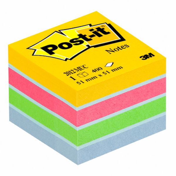 Post-it mini cube multicol. 51x51mm 2012-muc 4 farben ass. 1x400 blatt - Post-it-2012-muc-4046719287598