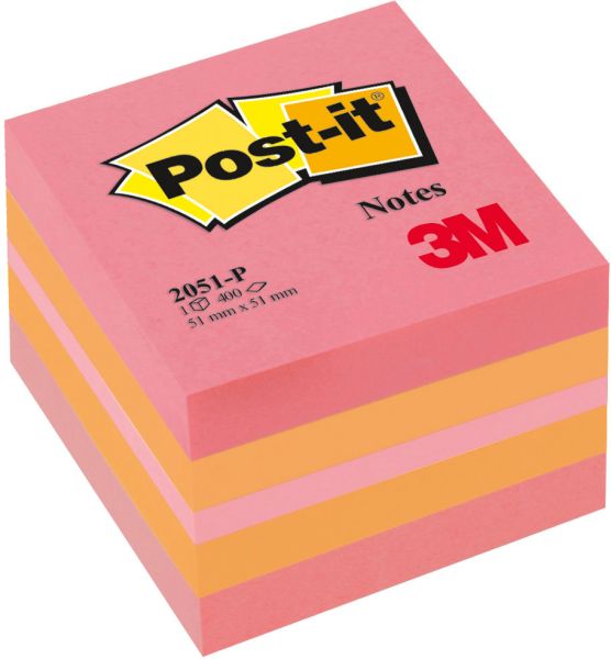 Post-it würfel mini pink 51x51mm 2051-p 3-farbig ass./400 blatt - Post-it-2051-p-4001895853821