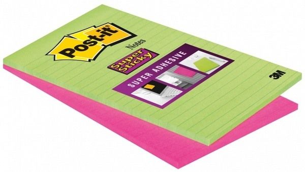 Post-it block super sticky 125x200mm 5845-sseu grün/pink, 2x45 blatt, liniert - Post-it-5845-sseu-0051141906126