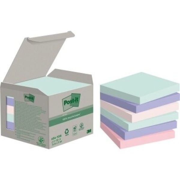 Post-it haftnotizen recycling 76x76mm 654-1gb rainbow 6x100 blatt - Post-it-654-1gb-4054596926677