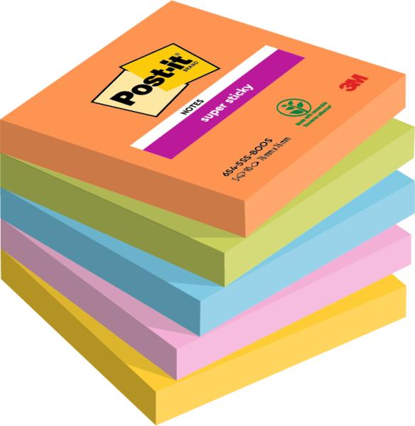 Post-it super sticky boost 76x76mm 654-5ss-boos 5-farbig 5x90 blatt - Post-it-654-5ss-boos-4054596924192