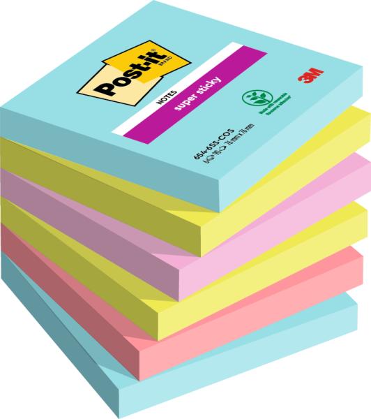 Post-it super sticky notes 76x76mm 6546sscos cosmic 4 farben 6x90 blatt - Post-it-6546sscos-0076308499419
