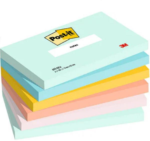 Post-it haftnotizen beachside 127x76mm 655-6-bea 5-farbig 6x100 blatt - Post-it-655-6-bea-4054596926493