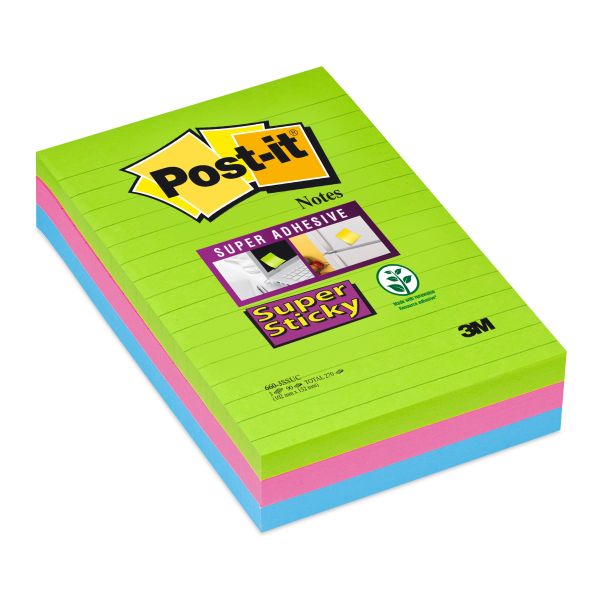 Post-it block super sticky 102x152mm 660-3ssuc 3-farbig ass.,3x90bl.,liniert - Post-it-660-3ssuc-0051135813324-3.jpg