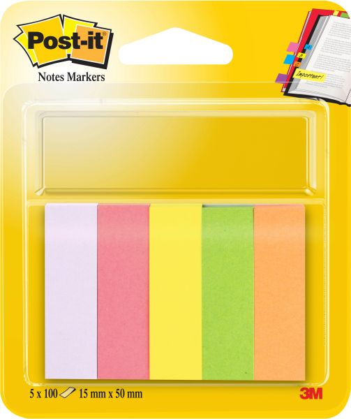Post-it marker 15x50mm 670/5 5-farbig/5x100 blatt - Post-it-670-5-3134375317160