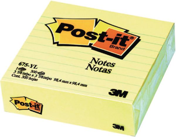 Post-it haftnotizen 100x100mm 675-yl gelb, 300 blatt, liniert - Post-it-675-yl-0021200502040