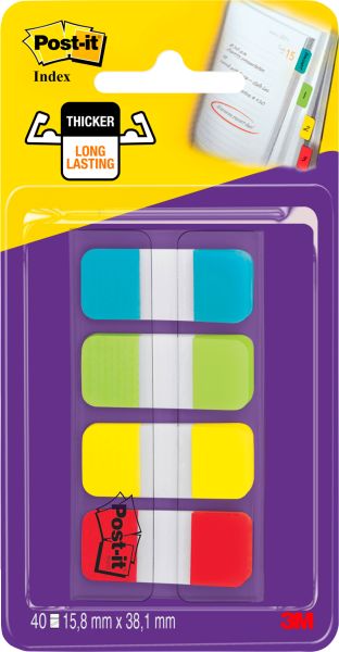 Post-it index strong schmal 16x38mm 676-alyr 4-farbig 4x10 stück - Post-it-676-alyr-4054596002715