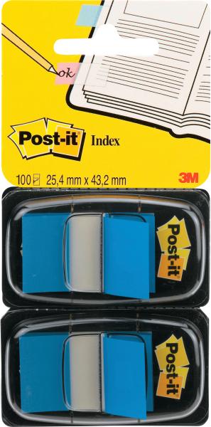 Post-it index 2er set 25,4x43,2mm 680-b2 blau 2x50 stück - Post-it-680-b2-0051141920603