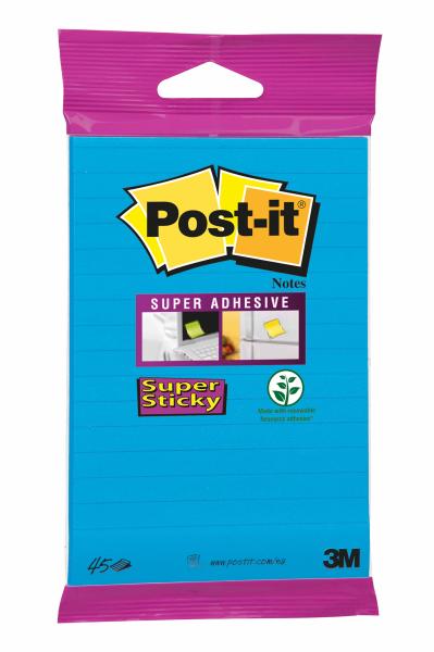 Post-it block super sticky 102x152mm 6844l-nb hellblau,45 bl.,liniert,hängb. - Post-it-6844l-nb-4046719287611
