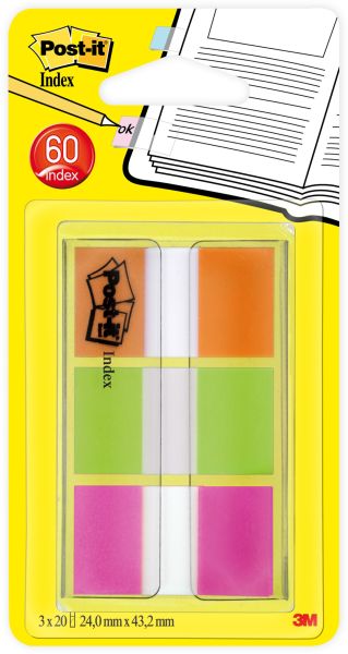Post-it index 7100102571 25.4x43.2mm ass. 3x20 blatt - Post-it-7100102571-5902658093296