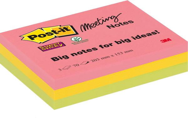 Post-it super sticky meeting 203x152mm 8670-3ss-eu 3x70 blatt - Post-it-8670-3ss-eu-4054596856646