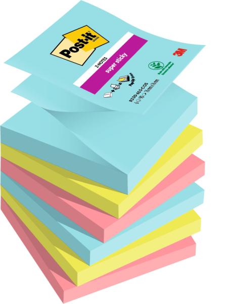 Post-it super sticky z-notes 76x76mm r3306ssco cosmic 3 farben 6x90 blatt - Post-it-r3306ssco-0076308871680