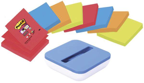 Post-it super sticky z-notes 76x76mm val-ss8p dispenser 4 farben 8x90 blatt - Post-it-val-ss8p-4891203054404