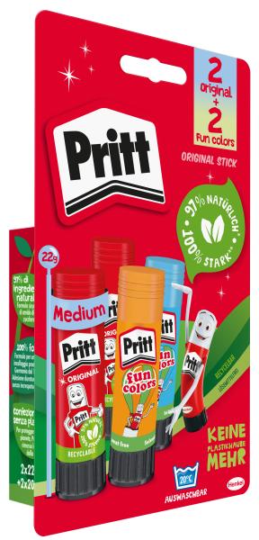 Pritt klebestift + fun colors 900326 2x22g + blau, orange 2x20g - Pritt-900326-4057278007886