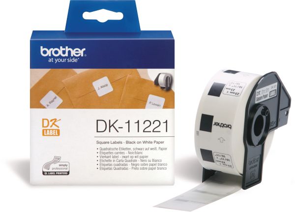 Ptouch etiketten quadratisch 23mm dk-11221 ql-500 weiss 1000 stk./rolle - Ptouch-dk-11221-4977766655934