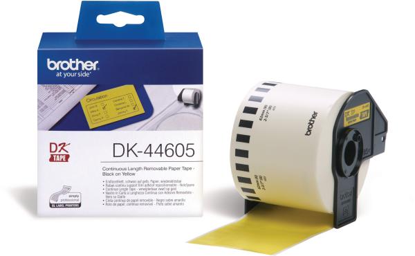 Ptouch endlos-etiketten 62mmx30.48m dk-44605 ql-500/550 gelb rolle - Ptouch-dk-44605-4977766635158